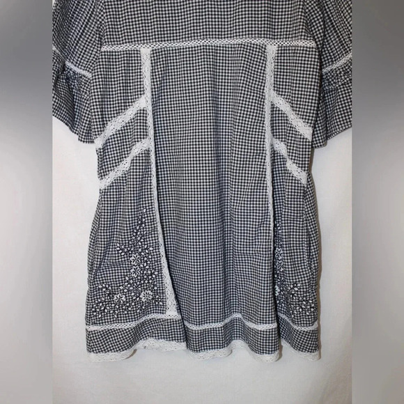 Women’s Free People Sunny Day Mini Summer Plaid Embroidered Shift Sundress Med - Picture 9 of 13